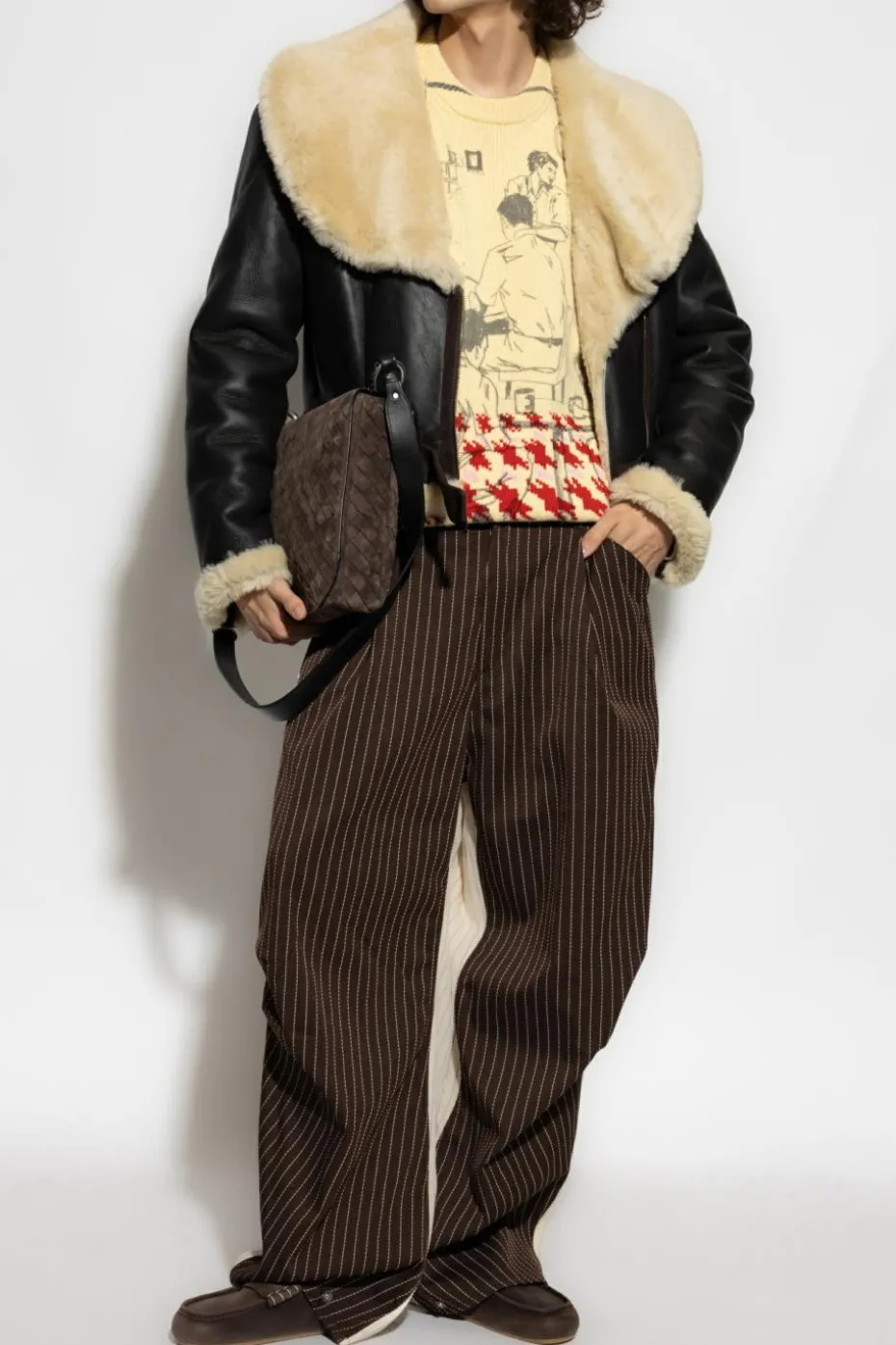JW Anderson BROWN Sheepskin coat with pockets