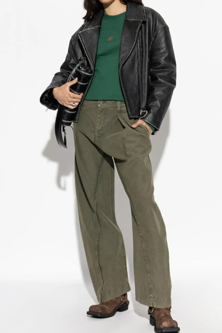 JW Anderson GREEN Trousers with seam detailing on the legs