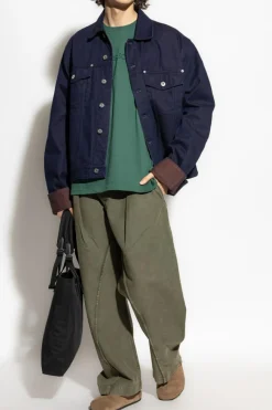JW Anderson GREEN Trousers with stitching on the legs