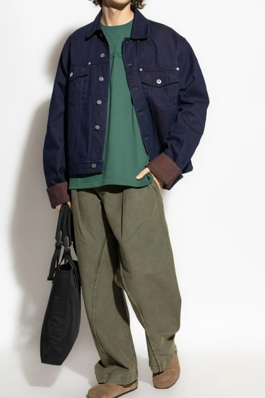 JW Anderson GREEN Trousers with stitching on the legs