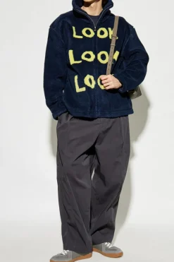 JW Anderson NAVY BLUE Fleece sweatshirt with print