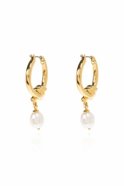 Kate Spade GOLD Brass earrings with a pearl pendant