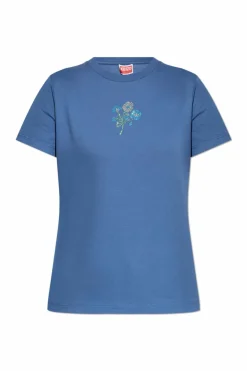 Kenzo BLUE T-shirt with shimmering appliquƩs