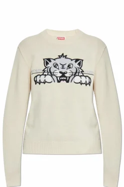 Kenzo cream Sweater with colorfully embroidered logo