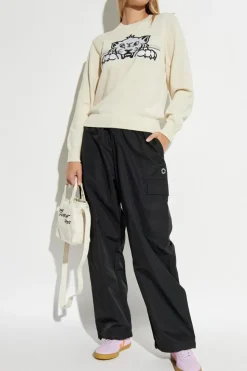 Kenzo cream Sweater with colorfully embroidered logo