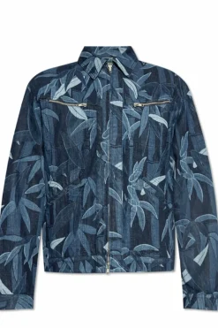 Kenzo NAVY BLUE Denim jacket with decorative pattern