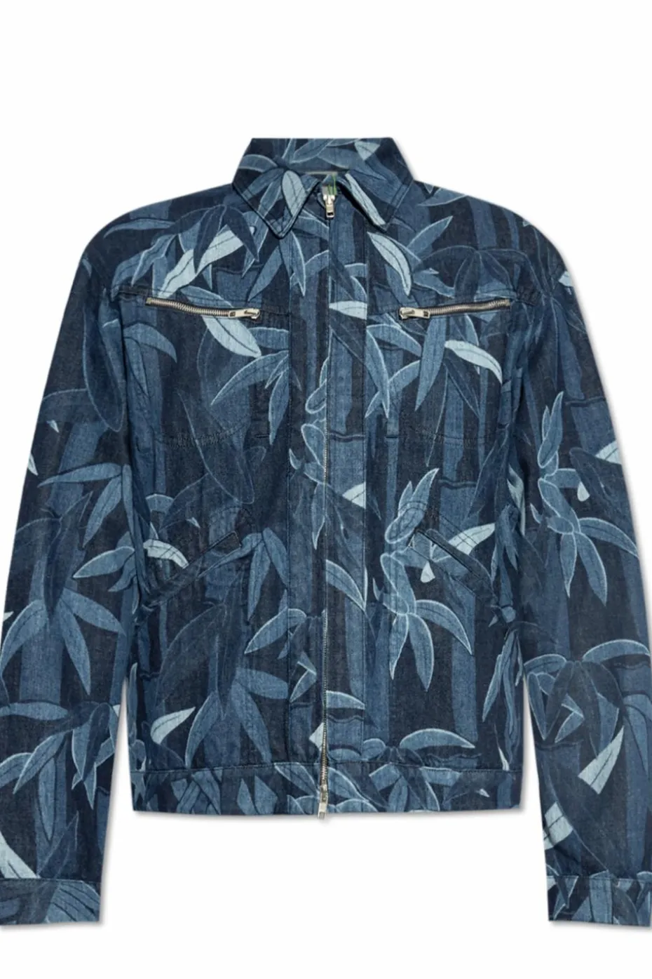 Kenzo NAVY BLUE Denim jacket with decorative pattern
