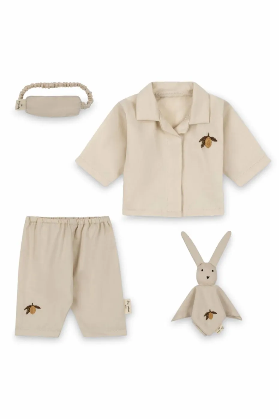 Konges Sløjd cream Doll set: two-piece pajamas, eye mask and toy
