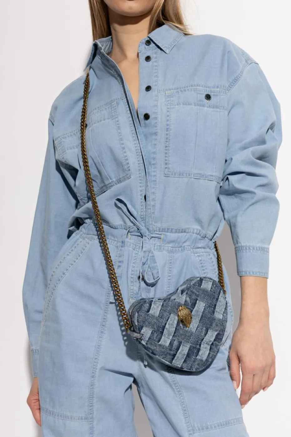 Kurt Geiger BLUE Denim shoulder bag ‘Kensington Heart’