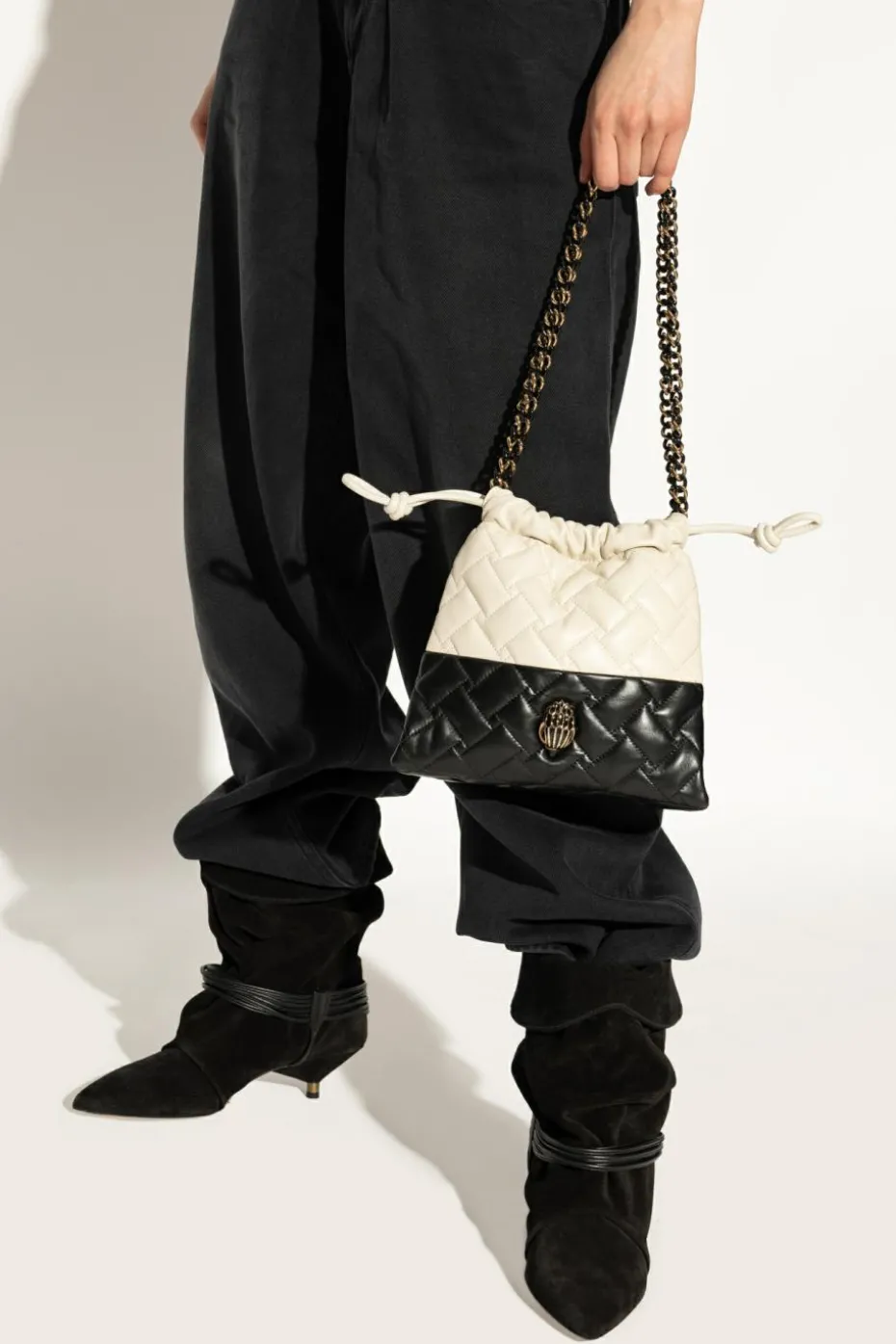Kurt Geiger WHITE Kensington Drawstring Small bag