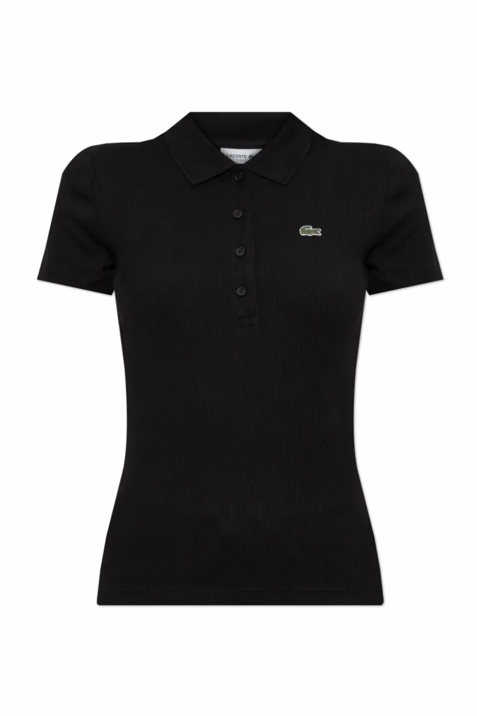 Lacoste BLACK Ribbed polo with logo patch