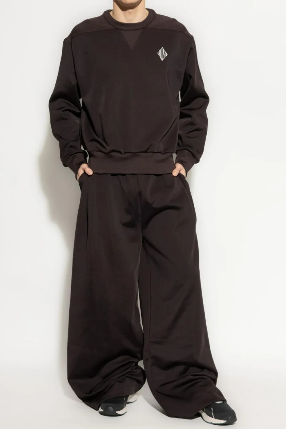 LACOSTE RUNWAY BROWN Pants with logo