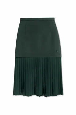 LACOSTE RUNWAY GREEN Skirt with pleated hem