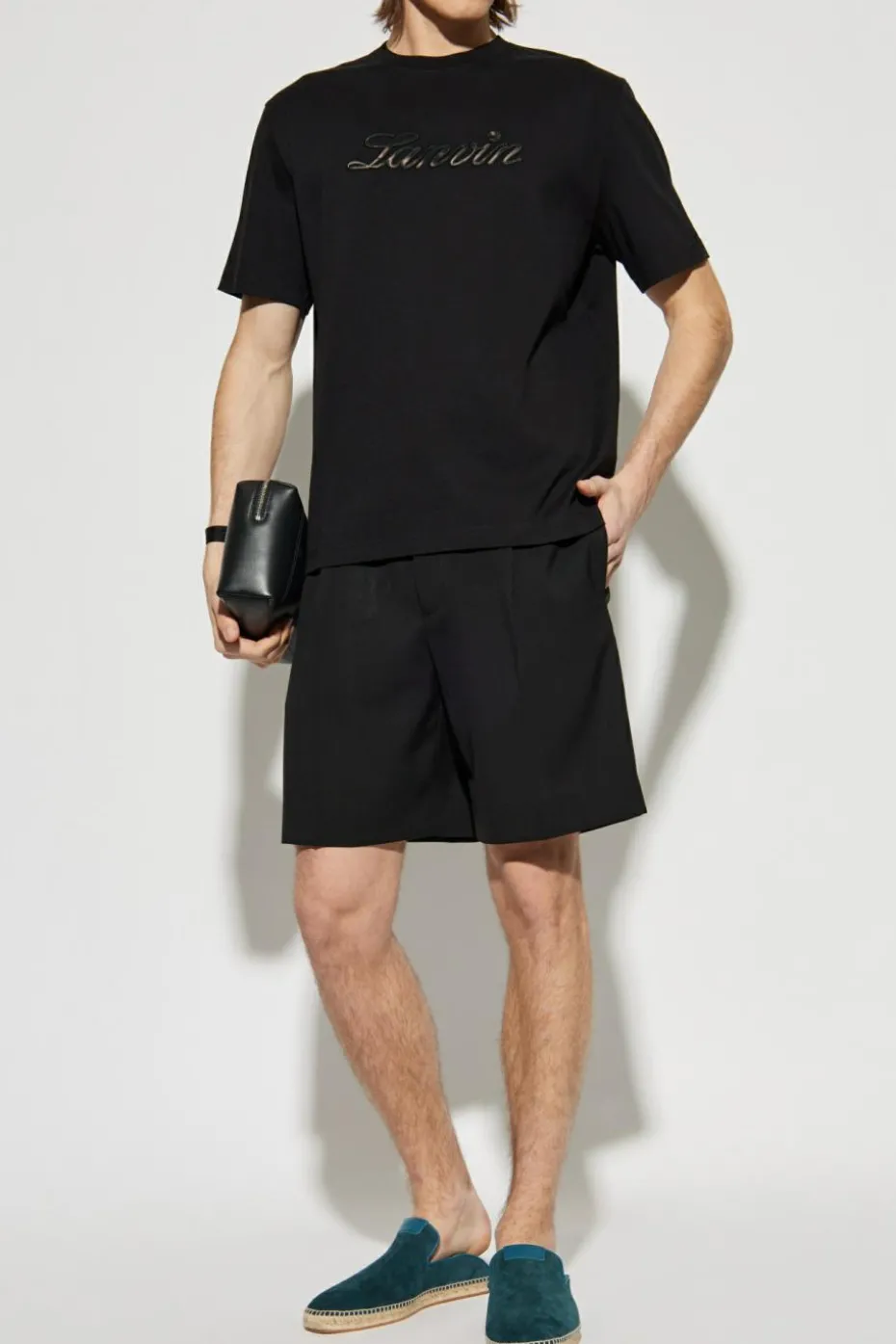 Lanvin BLACK T-shirt with embroidered logo