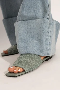 Lanvin GREEN Slides with shimmering appliqués