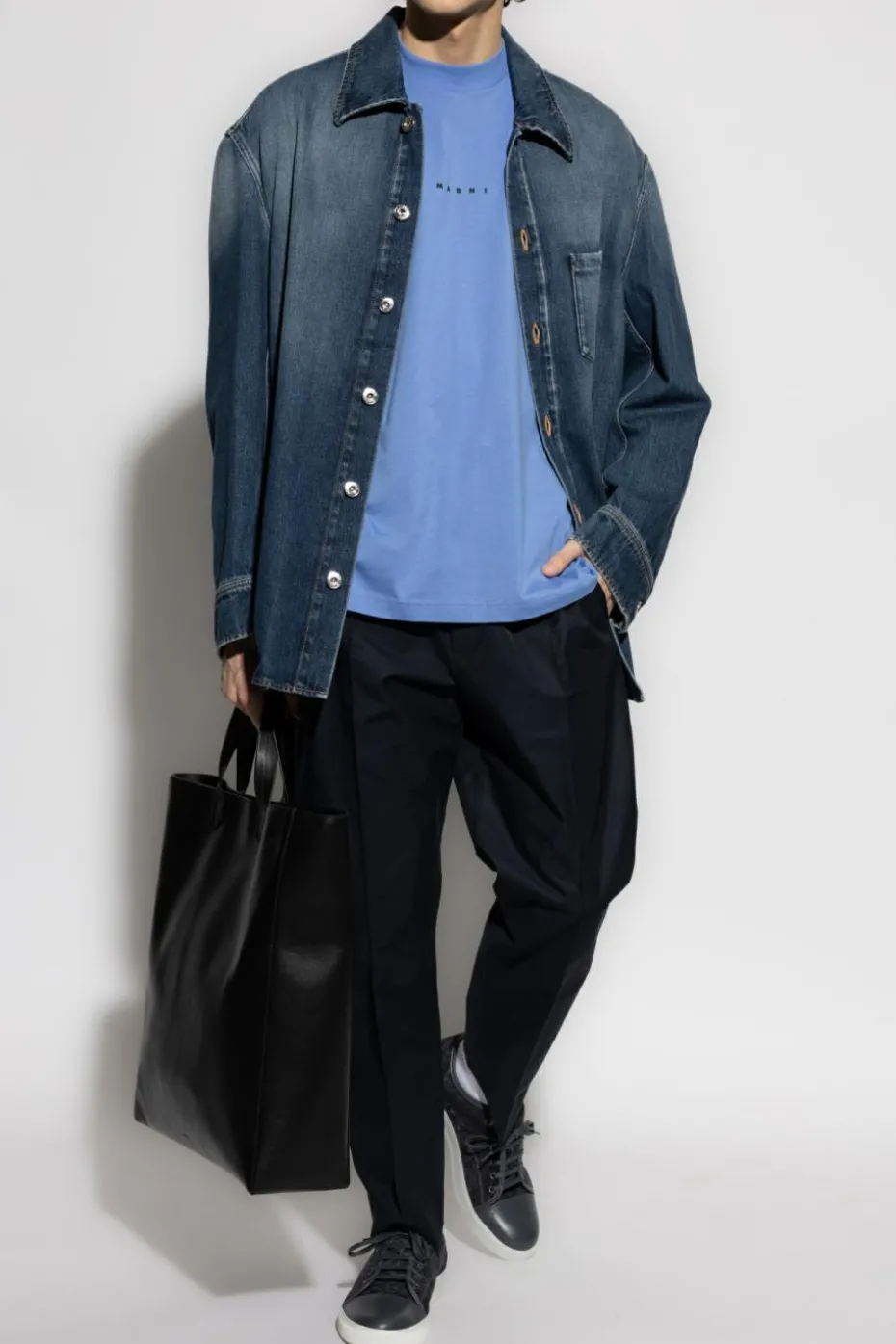 Lanvin NAVY BLUE Pants with stitching on the legs