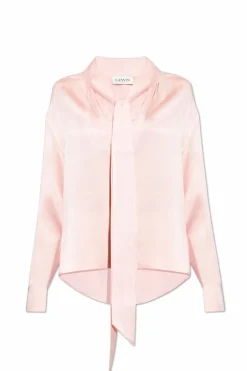 Lanvin PINK Silk top with tie neckline