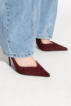 Le Silla BURGUNDY Suede stilettos `Deco Petalo`