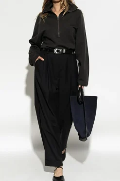 Lemaire BLACK Sweatshirt with a wide collar