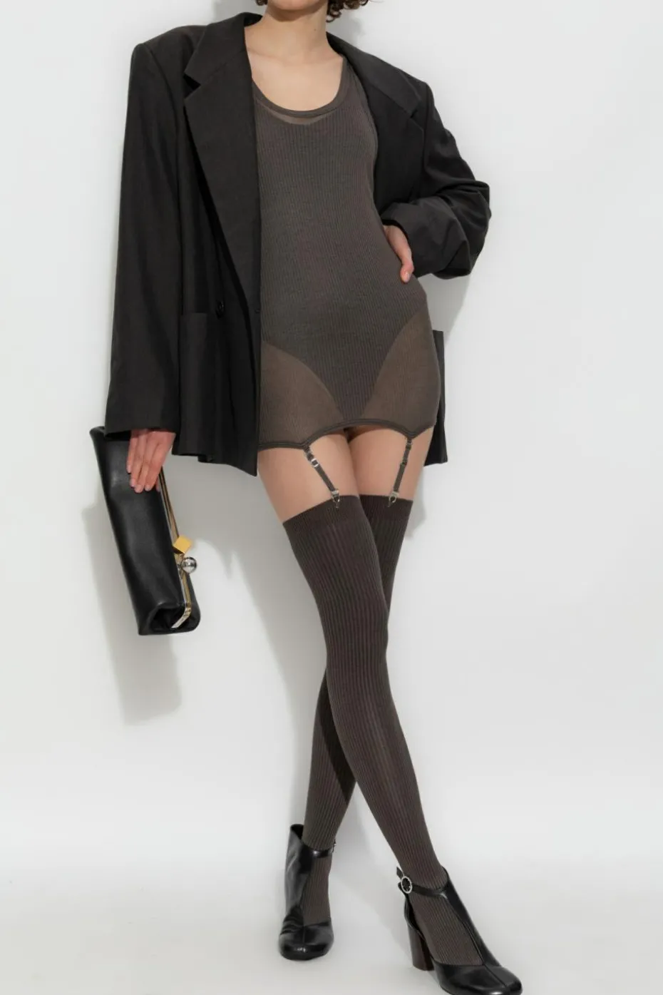 Lemaire BROWN Ribbed top with straps
