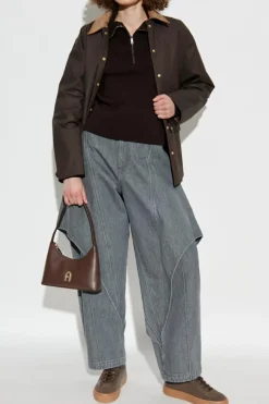 Lemaire BROWN Sweater with a zip collar