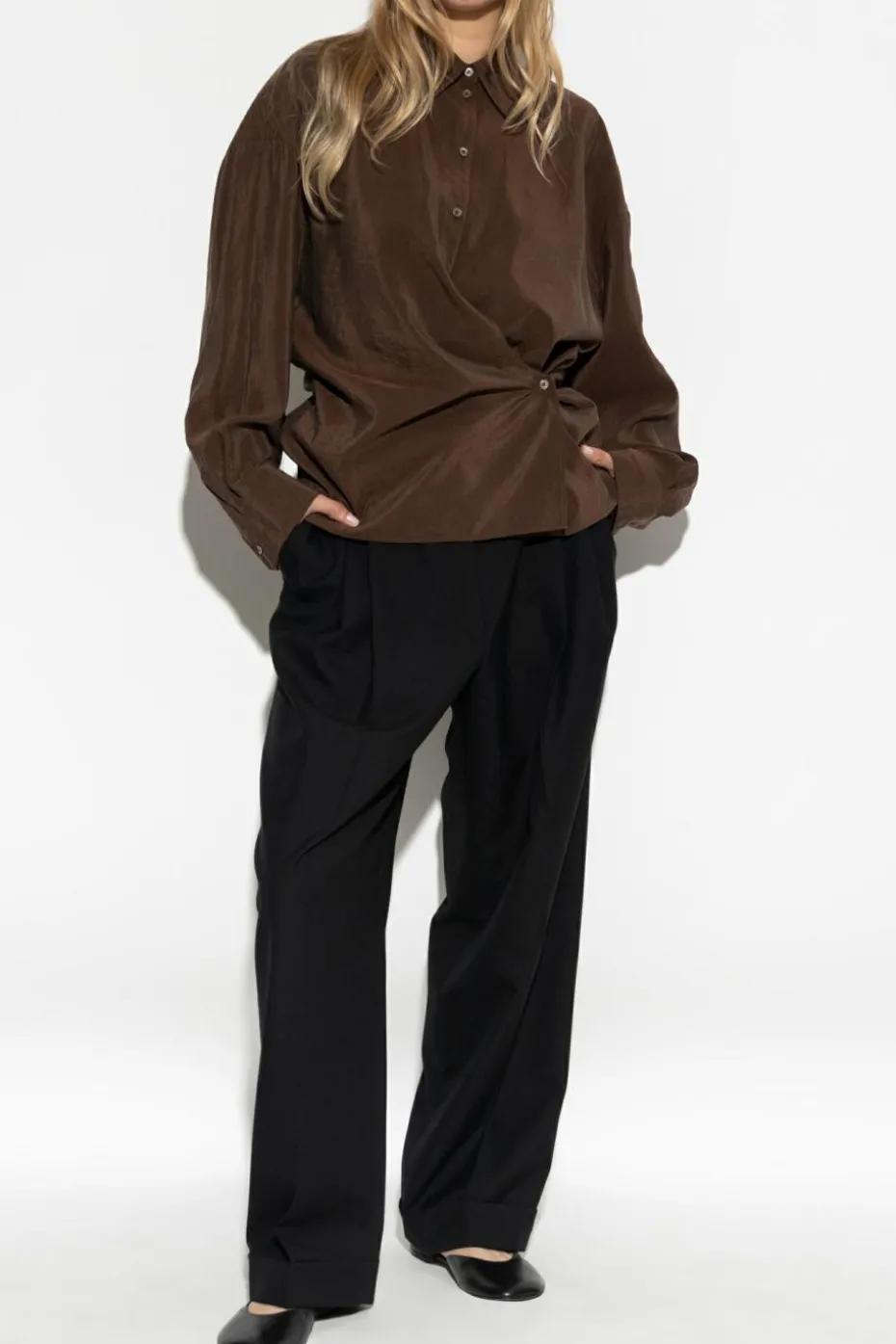Lemaire BROWN Wrap-front shirt