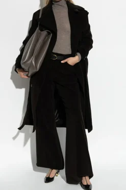 Lisa Yang beige Cashmere top with stand-up collar
