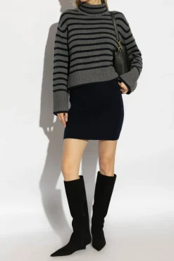 Lisa Yang GREY Turtleneck Fleur Stripes