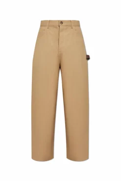Loewe beige Cotton trousers with straight-leg cut