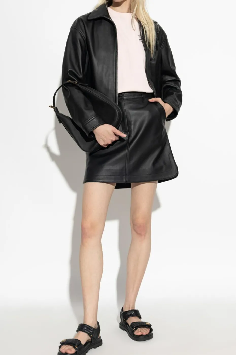 Maison Kitsuné BLACK Leather skirt
