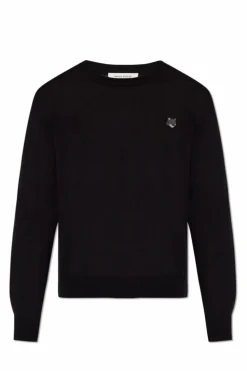 Maison Kitsuné BLACK Sweater with logo