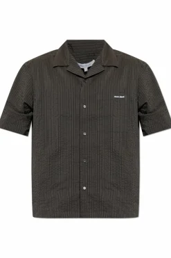 Maison KitsunƩ GREEN Shirt with stripe pattern