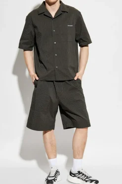 Maison Kitsuné GREEN Shirt with stripe pattern