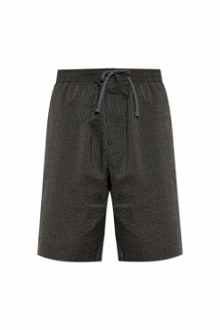 Maison KitsunƩ GREEN Striped pattern shorts