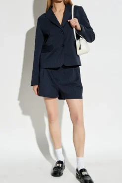 Maison Kitsuné NAVY BLUE Blazer with pinstripe pattern