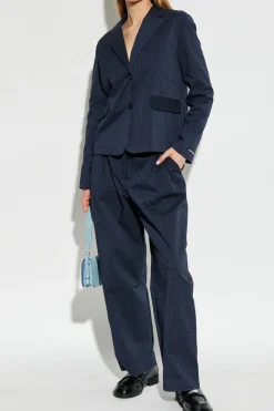 Maison Kitsuné NAVY BLUE Striped Pattern Pants