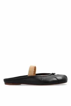 Maison Margiela BLACK Leather Slippers with 'Tabi' Cutout
