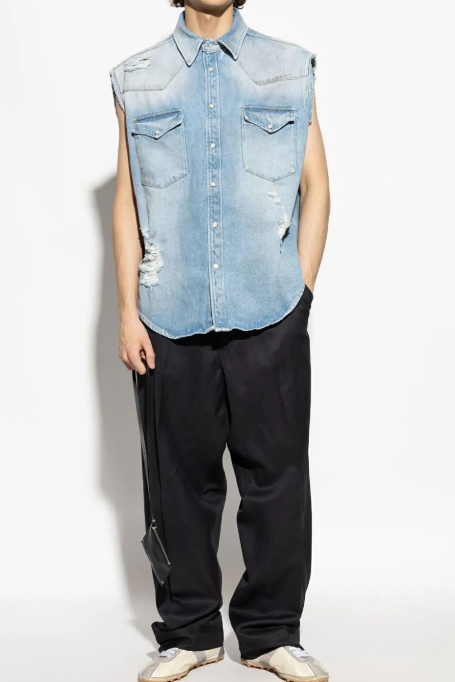 Maison Margiela BLACK Wool pants with crease