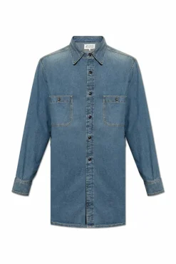 Maison Margiela BLUE Denim shirt with vintage effect