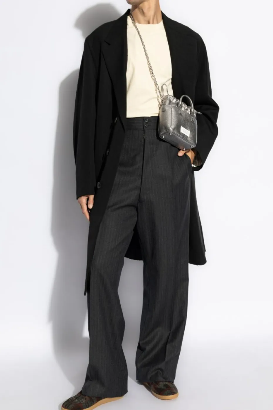 Maison Margiela GREY Pants with pinstripe pattern