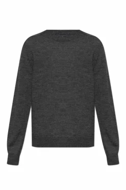 Maison Margiela GREY Sweater with leather patches on the sleeves