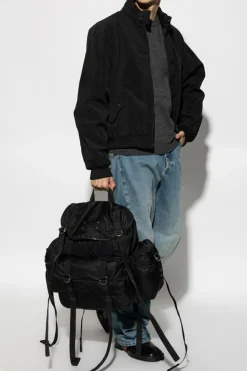 Maison Margiela GREY Sweater with leather patches on the sleeves