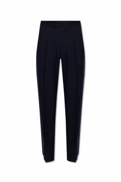 Maison Margiela NAVY BLUE Wool pleat-front trousers