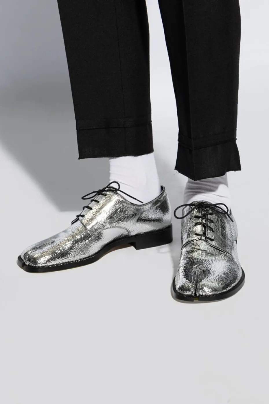 Maison Margiela SILVER Leather `Tabi` shoes