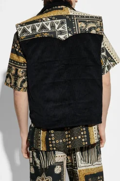 MARANT BLACK Reversible vest made of mixed materials ‘Glen’