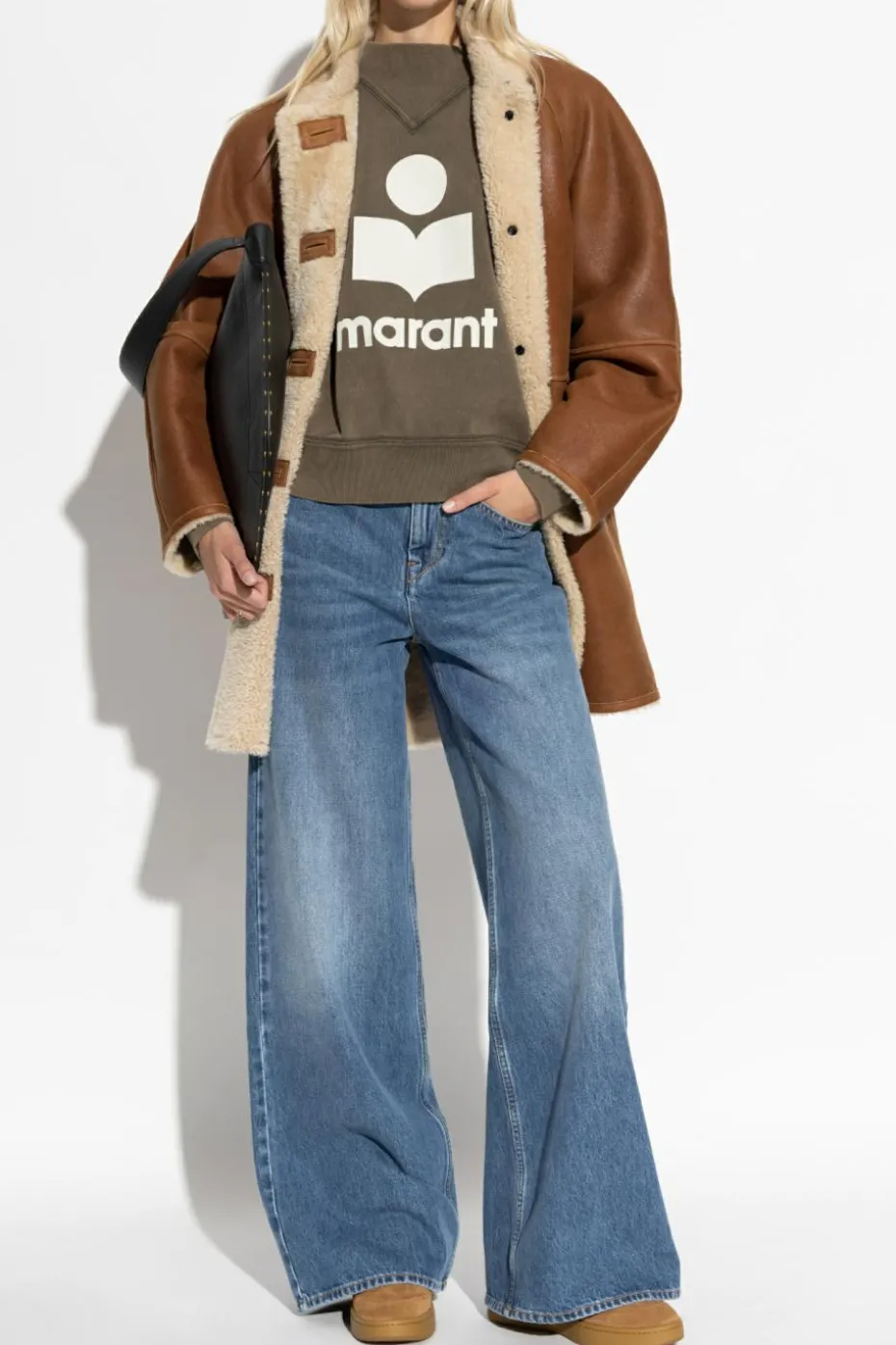 Marant Etoile BROWN "Moby" sweatshirt with stand-up collar