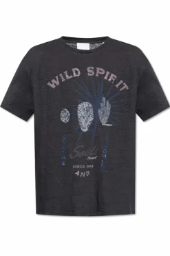 MARANT NAVY BLUE Linen T-shirt Honore