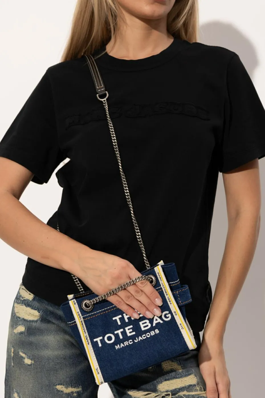 Marc Jacobs NAVY BLUE ‘The Tote’ bag in ‘shopper’ style