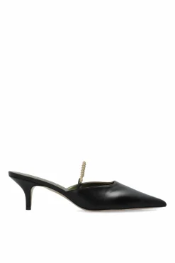 Maria Luca BLACK Leather heeled mules