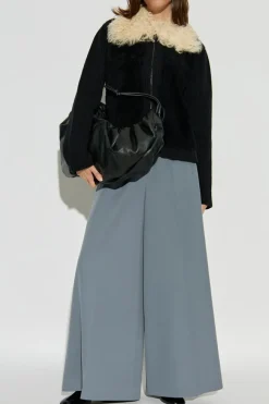 Marni BLACK Cardigan with a fur collar